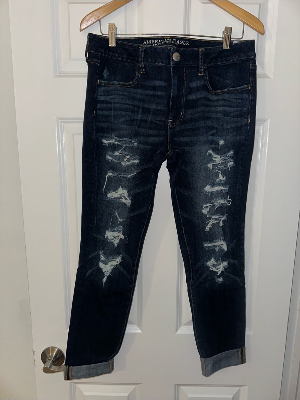 American Eagle Outfitters Black Distressed Boyfriend Jeans